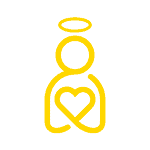 Pictogramă înger cu inimă galbenă